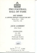 Jack Lambert Autographed Goal Line Art Card (JSA)
