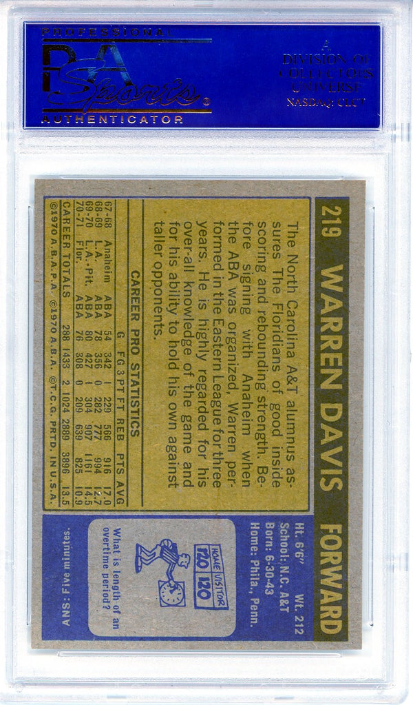 Warren Davis 1971 Topps Card #219 (PSA NM-MT 8)