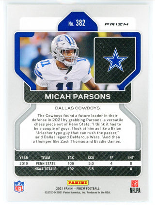 Micah Parsons 2021 Panini Prizm Green Prizm Rookie Card #382