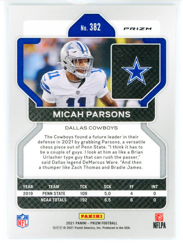 Micah Parsons 2021 Panini Prizm Green Prizm Rookie Card #382
