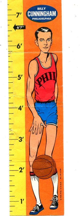 Billy Cunningham 1969 Topps Rulers Card