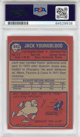 Jack Youngblood "HOF 01 1971" Autographed 1973 Topps Card #343 (PSA)