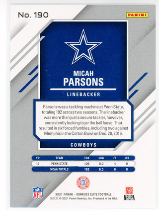 Micah Parsons 2021 Panini Donruss Elite Rookie Card #190
