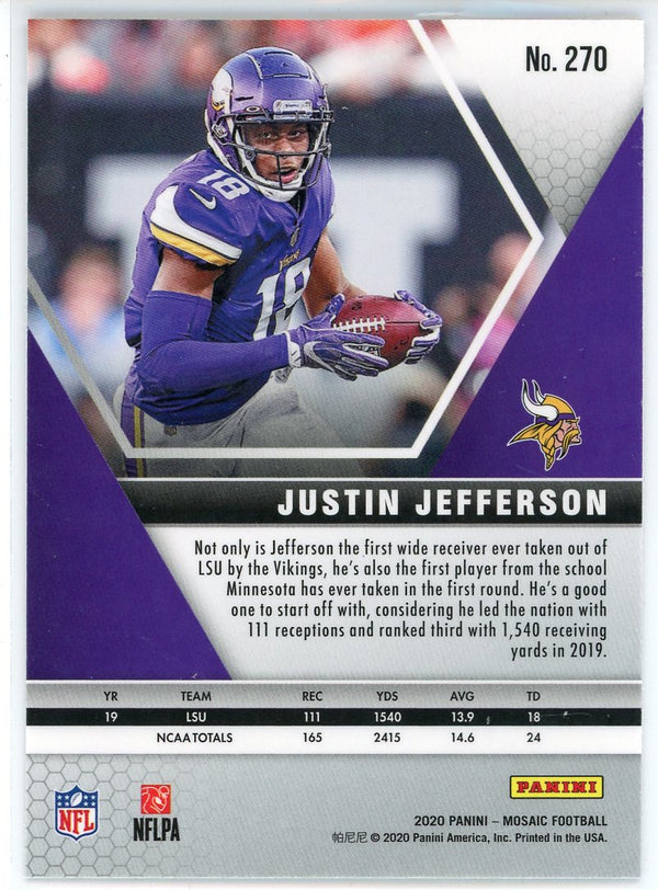 Justin Jefferson 2020 Panini Mosaic NFL Debut Rookie Card #270