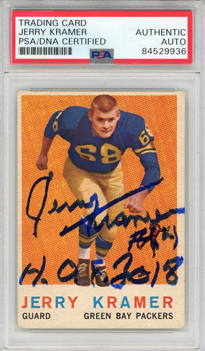 Jerry Kramer "HOF 2018" Autographed 1959 Topps Card #116 (PSA)