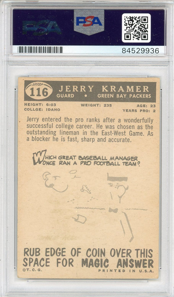 Jerry Kramer "HOF 2018" Autographed 1959 Topps Card #116 (PSA)