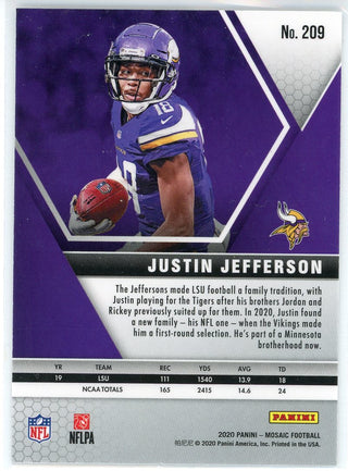Justin Jefferson 2020 Panini Mosaic Rookie Card #209