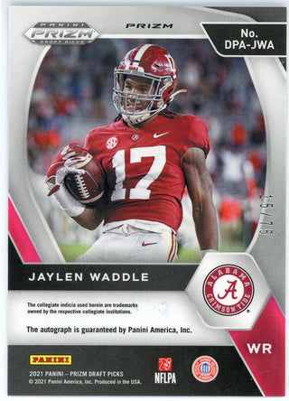 Jaylen Waddle Autographed 2021 Panini Prizm Draft Picks Cracked Ice Prizm Rookie Card #DPA-jWA