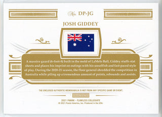 Josh Giddey 2021 Panini Flawless Collegiate Rookie Patch Card #DP-JG