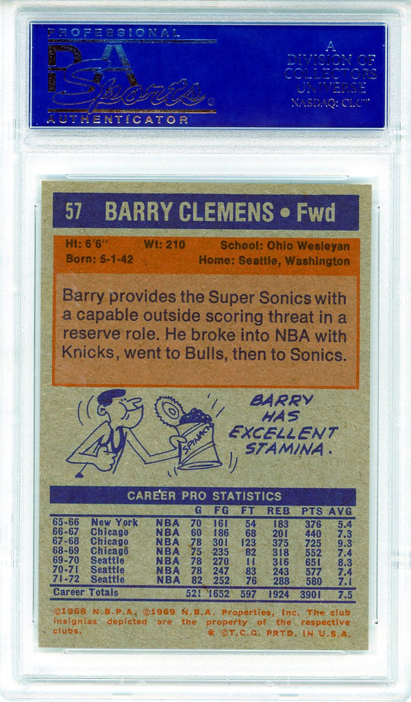 Barry Clemens 1972 Topps Card #57 (PSA Mint 9)