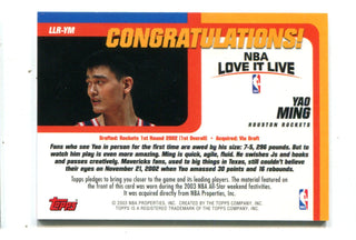 Yao Ming 2003 Topps NBA love it live Jersey Card #llrym