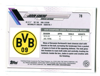 Jadon Sancho 2021 Topps Chrome UEFA Champions League Steve Aoki #78