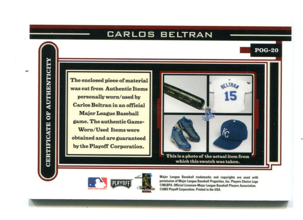 Carlos Beltran 2003 Playoff Piece Of the Game #POG20 Bat Card