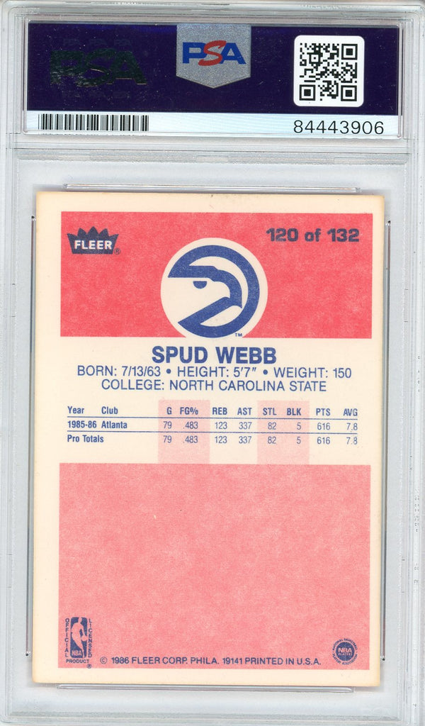 Spud Webb "86 Dunk Champ: Autographed 1986 Fleer Card #120 (PSA Auto 10)