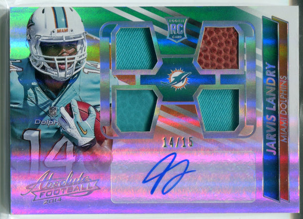 Jarvis Landry Autographed 2014 Panini Absolute Football Rookie Jersey Patch Card