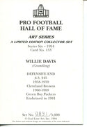 Willie Davis Autographed Goal Line Art Card