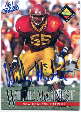 Willie McGinest 1994 Classic Pro-Line Autographed Card #161/3520