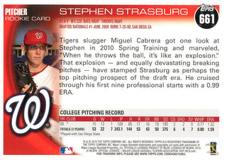 Stephen Strasburg 2010 Topps Rookie Card