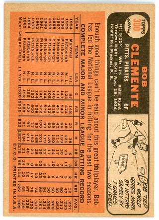 Roberto Clemente 1966 Topps Card #300