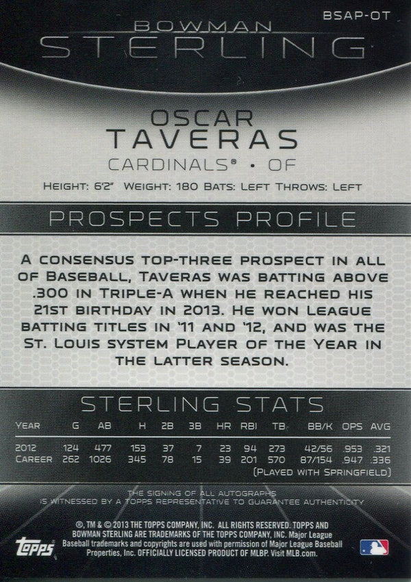 Oscar Taveras 2013 Topps Bowman Sterling Autographed Card