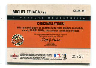 Miguel Tejada 2004 Fleer Platinum #CLUBMT Jersey Card /50