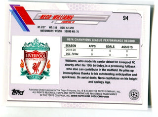 Neco Williams 2021 Topps Chrome UEFA Champions League Steve Aoki #94 RC