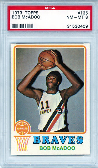 Bob McAdoo 1973 Topps Card #135 (PSA NM-MT 8)