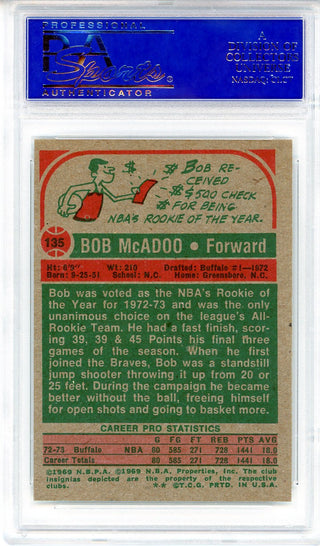 Bob McAdoo 1973 Topps Card #135 (PSA NM-MT 8)