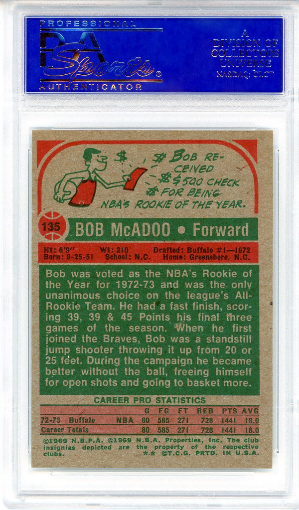 Bob McAdoo 1973 Topps Card #135 (PSA NM-MT 8)
