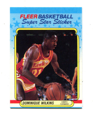 Dominique Wilkins 1988 Fleer Super Star Sticker #11 Card