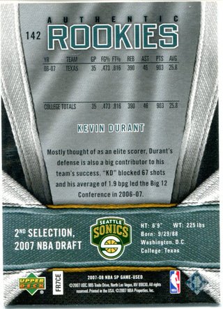 Kevin Durant 2007-08 Upper Deck Authentic Rookies Card #838/999