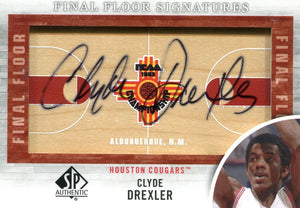 Clyde Drexler Autographed/ Floor Piece Upper Deck Card