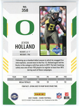 JeVon Holland 2021 Panini Score Rookie Card #358