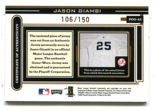 Jason Giambi 2003 Donruss Piece of The Game #POG45 Card /150
