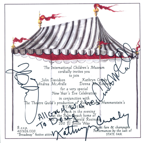 John Davidson, Andrea McArdle & Kathryn Cosby Autographed Invitation