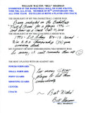 Bill Sharman Autographed Hand Filled Out Survey Page (JSA)