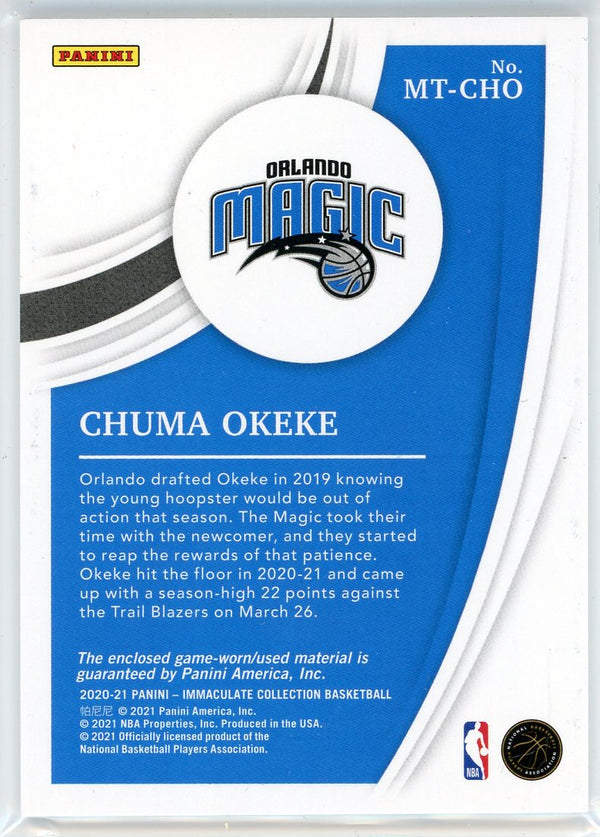 Chuma Okeke 2020 Panini Immaculate Collection Rookie Patch Card #MT-CHO