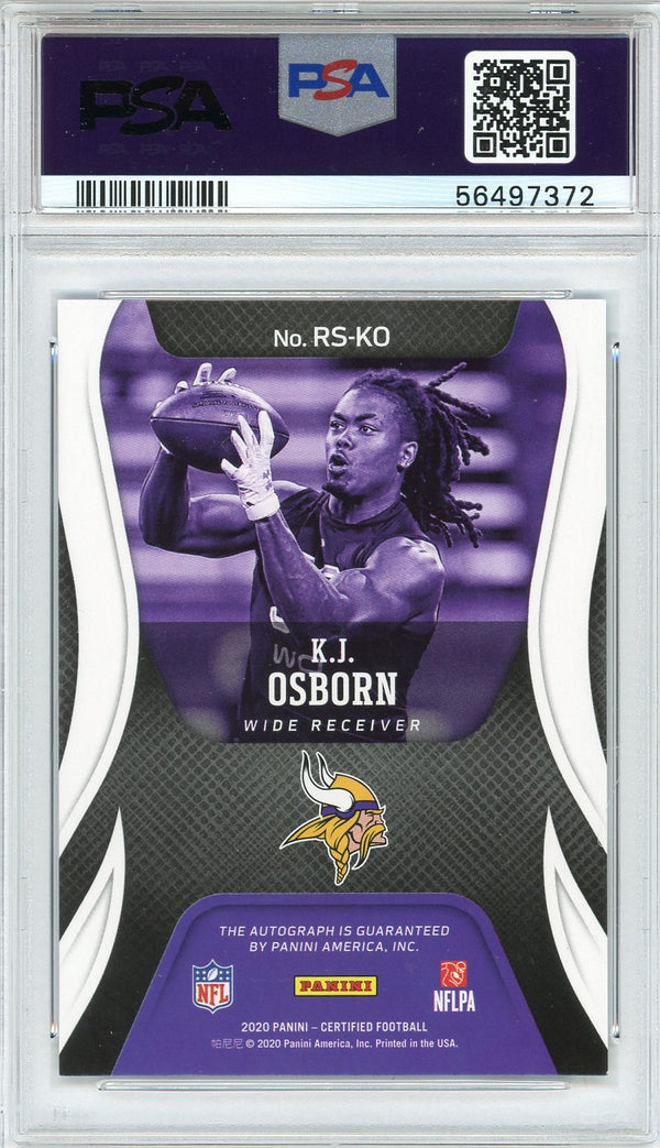 KJ Osborn Autographed 2020 Panini Certified Rookie Signatures Card #RSKO (PSA Auto 10)