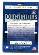 Shannon Stewart 2001 Donruss Dominators #DM13 Bat Card