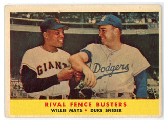 Willie Mays & Duke Snider Rival Fence Busters 1958 Topps Card #436