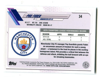 Phil Foden 2021 Topps Chrome UEFA Champions League Steve Aoki #34
