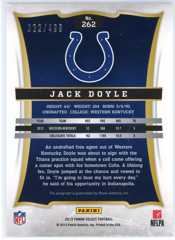 Jack Doyle Autographed 2013 Panini Select Rookie Card #262