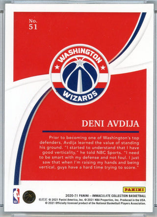 Deni Avdija 2020 Panini Immaculate Collection Rookie Card #51