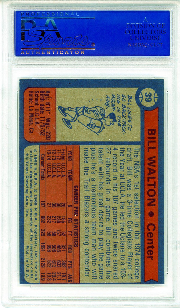 Bill Walton 1974 Topps Card #39 (PSA NM-MT 8)