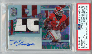 D'Andre Swift Autographed 2020 Panini Chronicles Draft Pick Spectra Psychedelic Rookie Patch Card #14 (PSA Auto 9)