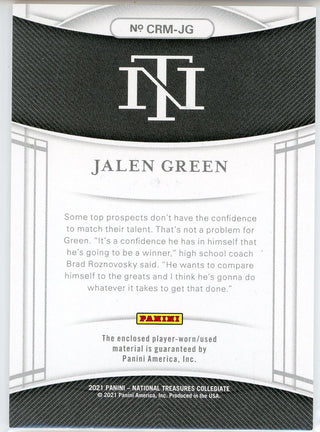 Jalen Green 2021 Panini National Treasures Colossal Rookie Patch Card #CRM-JG