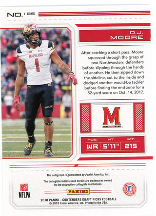 DJ Moore 2018 Panini Contenders Draft Picks Autographed Rookie Card