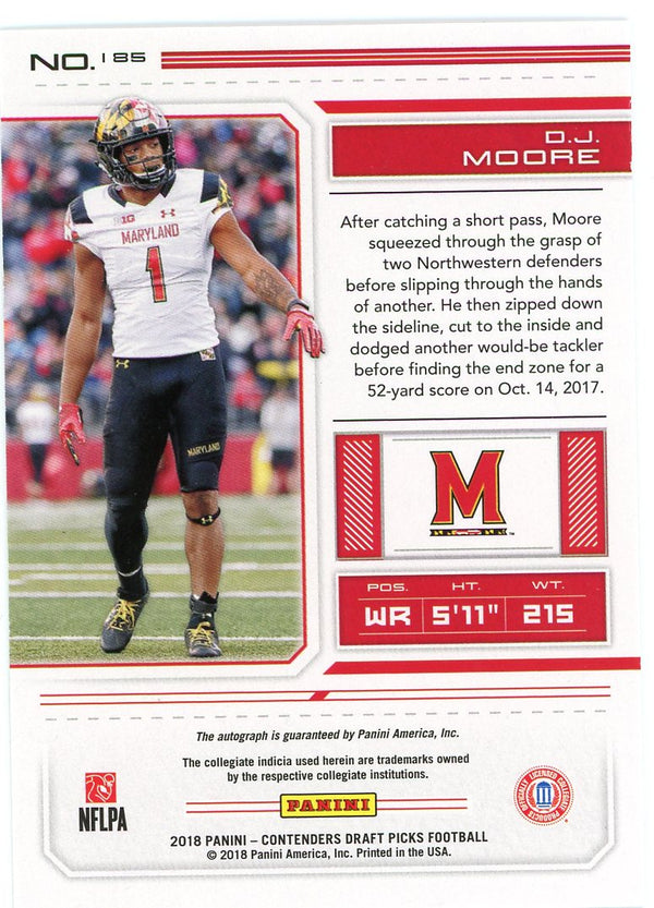 DJ Moore 2018 Panini Contenders Draft Picks Autographed Rookie