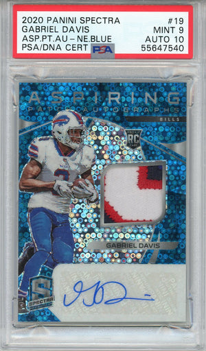 Gabriel Davis Autographed 2020 Panini Spectra Aspire Blue Prizm Rookie Patch Card #19 (PSA 9/10)