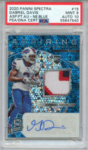 Gabriel Davis Autographed 2020 Panini Spectra Aspire Blue Prizm Rookie Patch Card #19 (PSA 9/10)